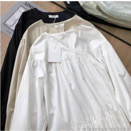 [Q-8@9 ☛) PROMO HELMIA Tunik Remaja Kekinian 2022 Terbaru Wanita Tanggung Bahan Katun Putih Tunik Mi