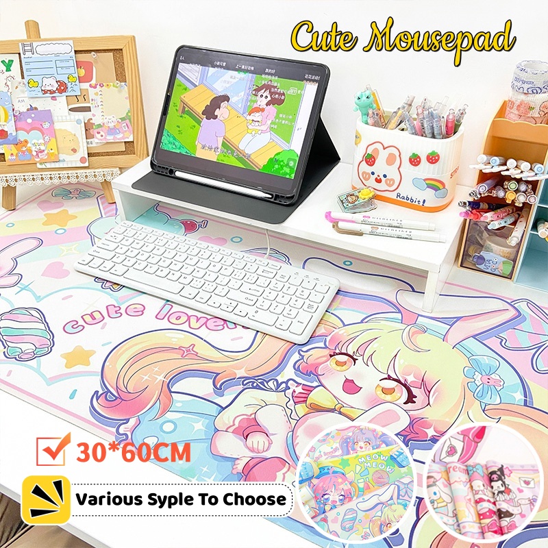 Kartun Mouse Pad Kulit Tahan Air30 * 60cm Mousepads Lucu Anti slip Untuk Komputer Laptop Gaming Belajar Menulis Alas Meja Ekstra Besar