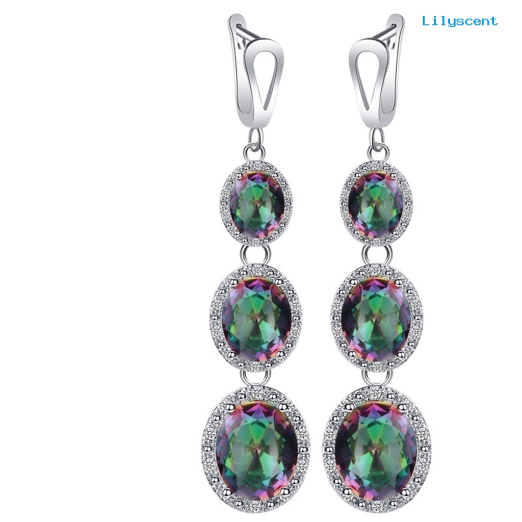 [LS] 3pcs Kalung Fashion Elegan Multicolor Set Perhiasan Liontin Topaz Imitasi Untuk Wanita