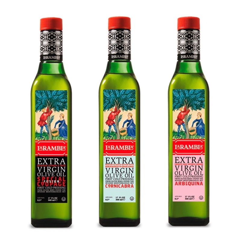 

LA RAMBLA Extra Virgin Olive Oil Minyak Zaitun 500 ml / LA RAMBLA / Extra / Virgin / Olive / Oil / Minyak / Zaitun / Special Coupage / Cornicabra / Arbequina / Halal / EVOO / Import / Spanyol