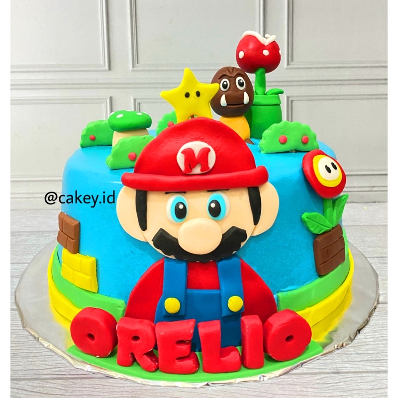 

Kue ulang tahun karakter super mario bros (fondant 20cm)