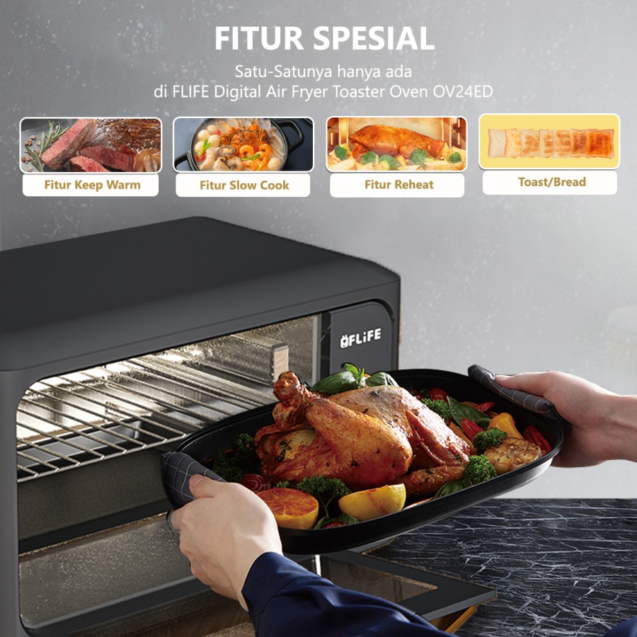 FLIFE OV-24ED Digital Air Fryer Toaster Oven 24L - 8in1 Function