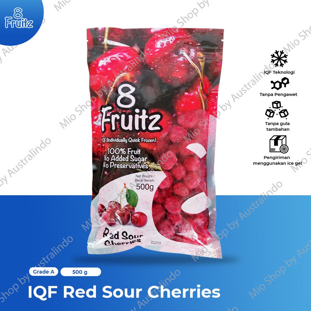 

8 Fruitz frozen red sour cherries/cherry (pitted) beku 500 Gr