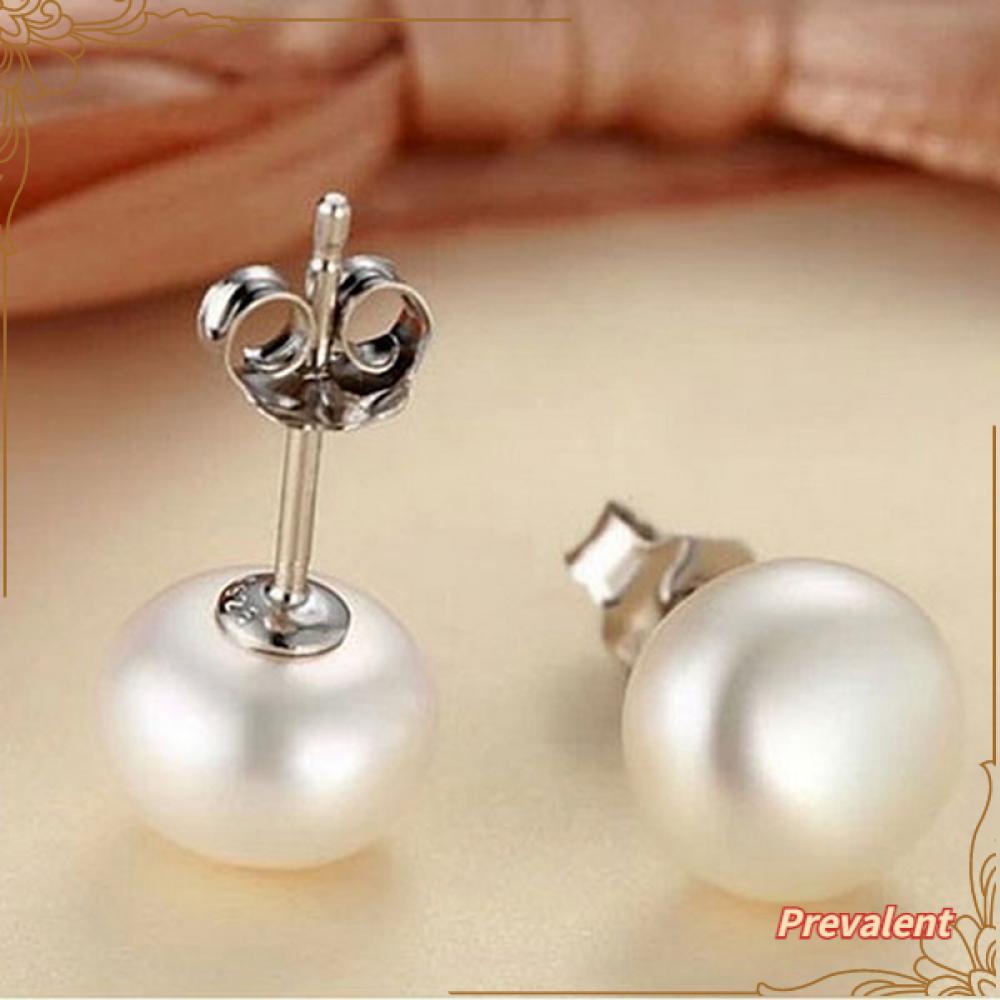 PREVA Earrings Charm 1 Pair White Elegant Ear Lady Silver Plated