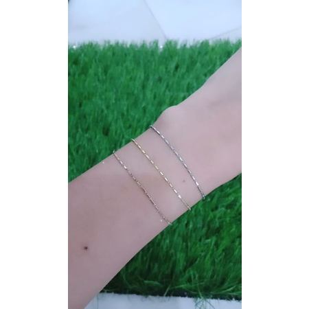 GELANG TANGAN PERAK 925 ASLI LAPIS EMAS/GELANG RANTAI BAMBU MINI+1BEL/GELANG ASLI SILVER -PERHIASAN GELANG SILVER ASLI