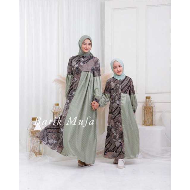COUPLE KELUARGA GAMIS AYRA GOWN WARNA SAGE / BROWNIE / MAUVE | GAMIS LEBARAN