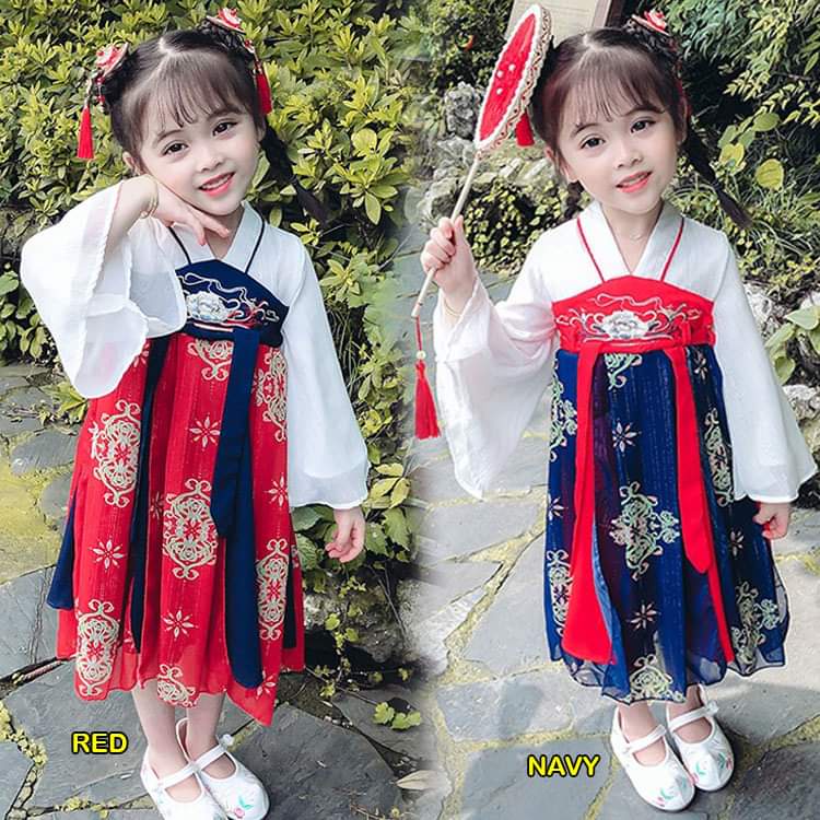 Dress Cheongsam Hanbok Anak Perempuan Lotus