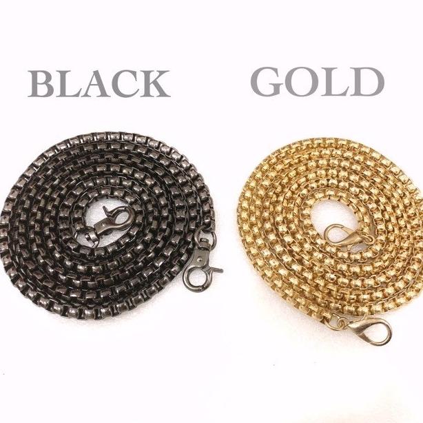 Rantai Tas Besi Chain Strap Bag Black Gold Hitam Emas