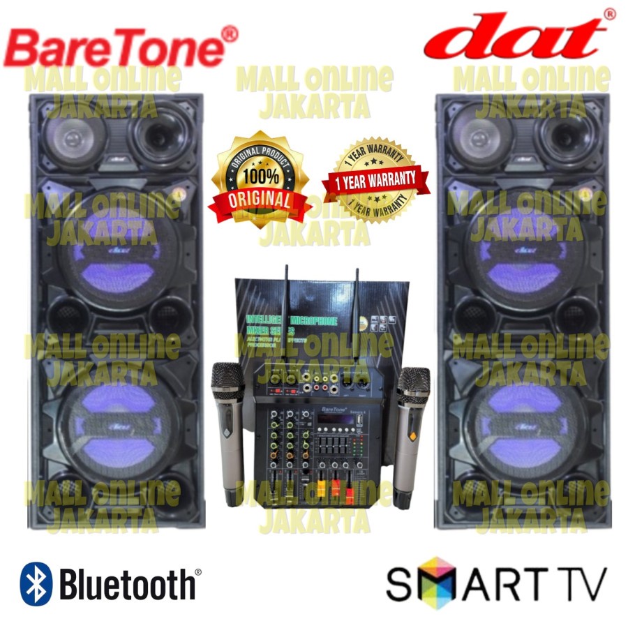Paket speaker aktif pasif 12 inch dat ds122 double subwoofer mixer 6