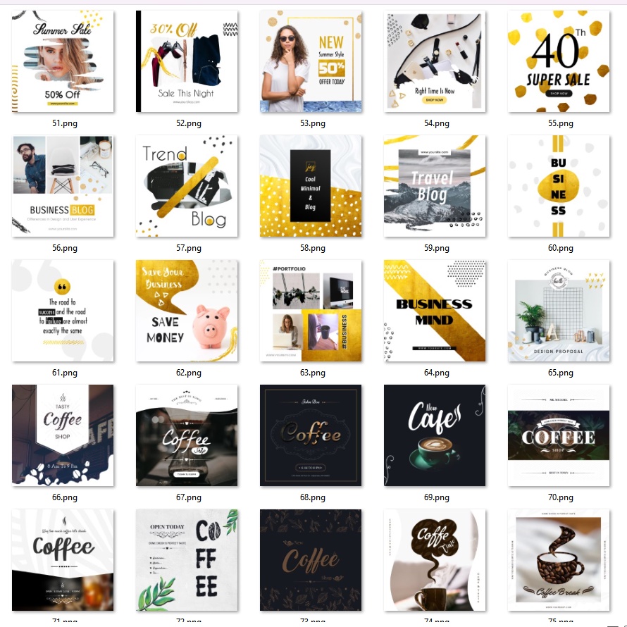 140 Insta Templates For Photoshop