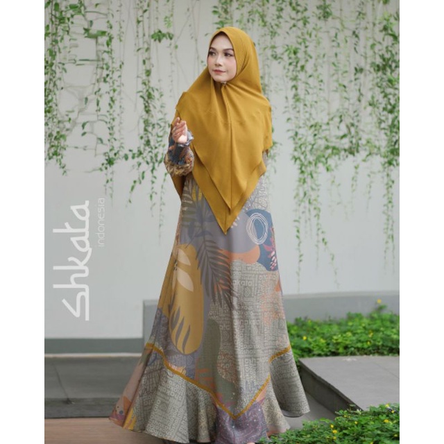 Premium Luana Green Gamis Kerudung Shkata