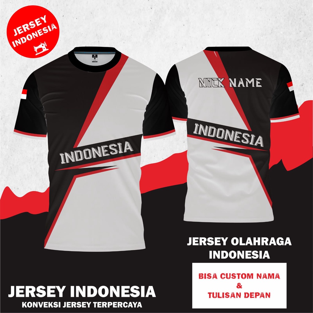 JERSEY RUNNING BADMINTON VOLLY SEPEDA BAJU ATASAN OLAHRAGA LARI INDONESIA MERAH PUTIH