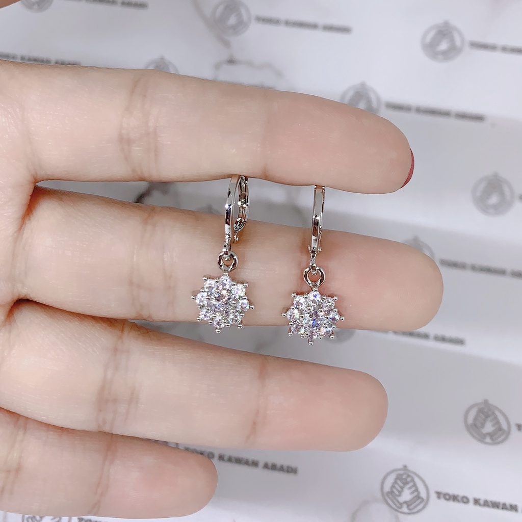 Anting Xuping Silver Perhiasan Fashion Wanita Model Permata Mahkota Lingkar *44