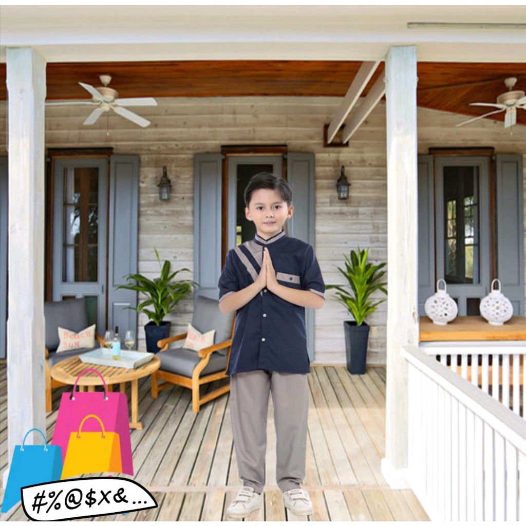 Koko Set| Setelan Baju Koko Anak-Anak Umur 1-12 Tahun Setelan Baju Muslim Anak Laki-laki Harga Grosir