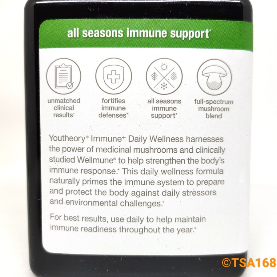 Youtheory Immune+ Daily Wellness 150 Vegan Caps Immune Plus NOT 60