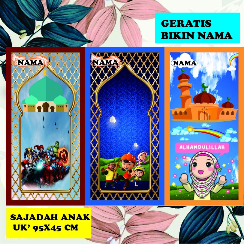 Sajadah Anak,sajadah anak karakter,sajadah nama,sajadah kecil,sajadah custom,sajadah travelling,suve
