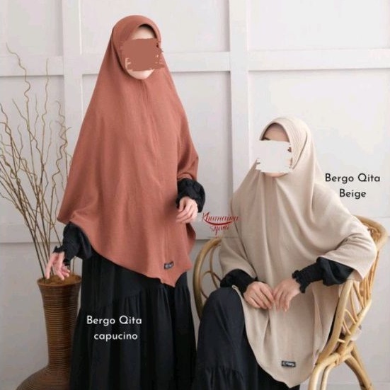 Bergo Qita by Khumaira Syari | Khimar Daily Crinkle Polos