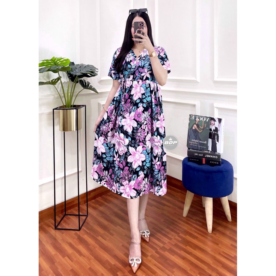 Dress Kimono Rayon Busui | Baju Tidur Wanita Daster Kekinian Kancing Depan