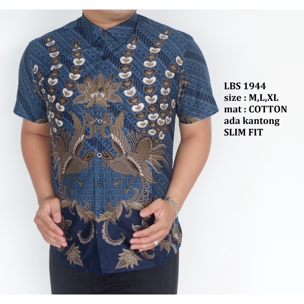 KEMEJA BATIK PRIA SLIM FIT LENGAN PENDEK BAJU BATIK PRIA LBS1944