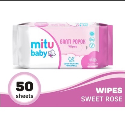 Tisu Basah Bayi untuk Mobil Mitu Baby Wipes GPP Pink Rose 50'S