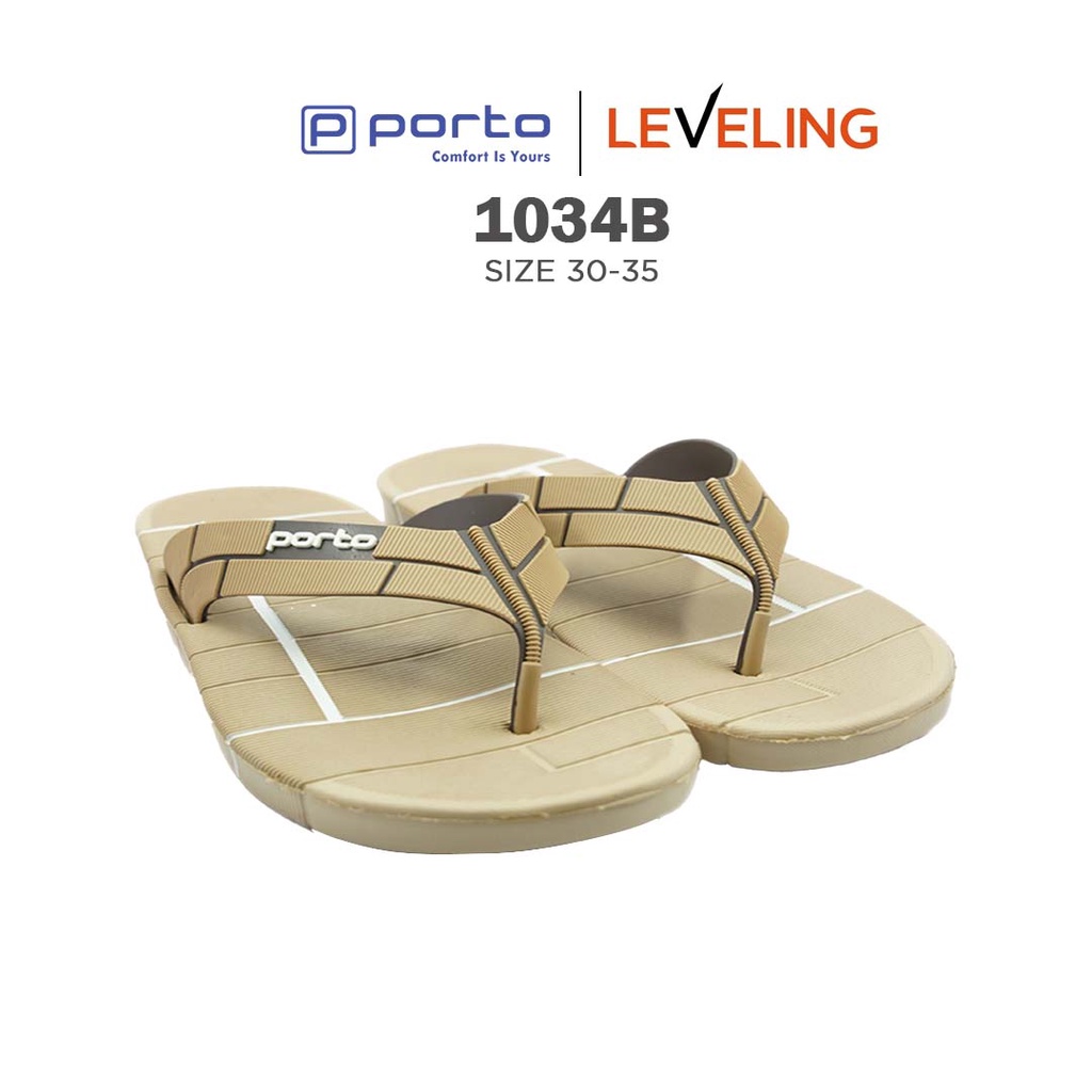 1034B - Porto Leveling Sandal Jepit Anak Laki Size 30 - 35 Anti Slip Nyaman Original Terbaru