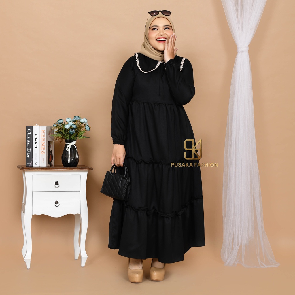 BELLA MAXY Gamis perempuan dewasa jumbo pakaian muslim wanita bigsize muat sampai 80kg ada size fashion muslimah terbaru long dress kekinian modern murahberkualitas warna putih hitam merah bata hijau army lilac kuning lemon mustard broken white dusty moca