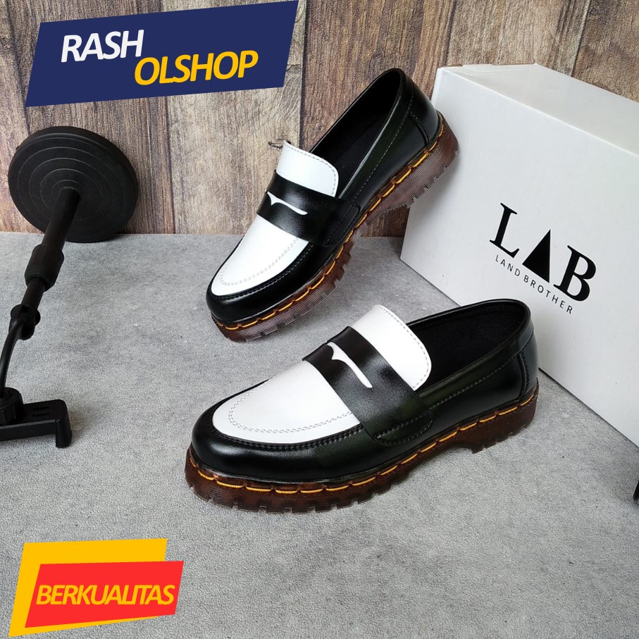 Sepatu Loafer Wanita Kombinasi Sepatu Dokmart Wanita Hitam Putih