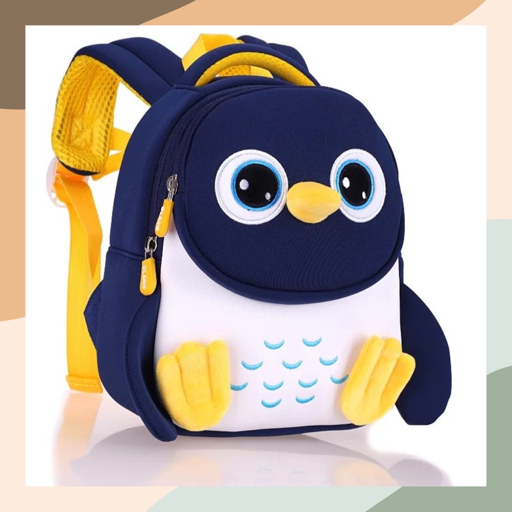 Tas Sekolah Anak Kecil Laki Laki Perempuan Paud Tk Karakter Pinguin Backpack Mini Cute 3 Dimensi Kua