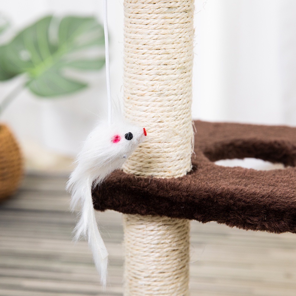 Petopedia Cat Tree kandan Kucing Cat condo Double Tidur -Mainan Kucing gelegan dan minimalis, bahan lembut dan struktur kuat