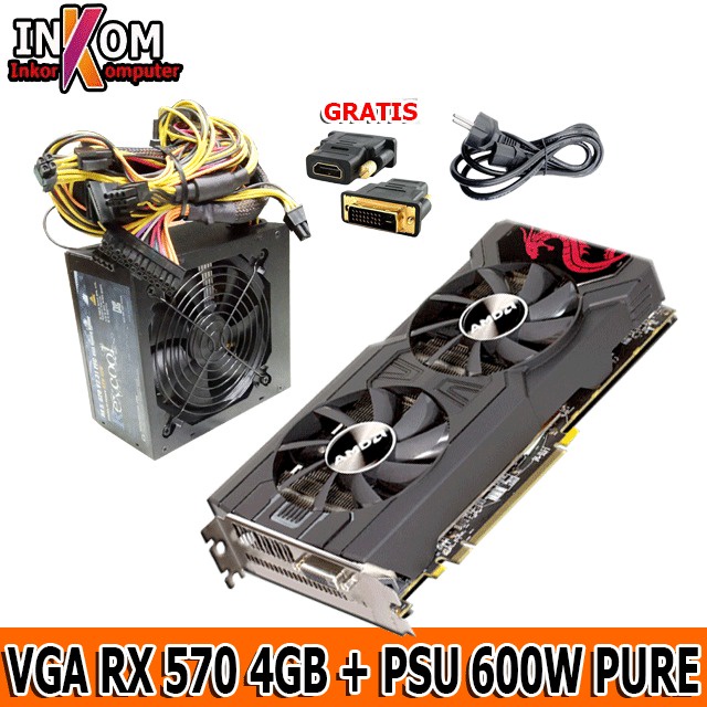 VGA Card Plus Psu Power Supply 500W 600W 500 WATT 600 WATT