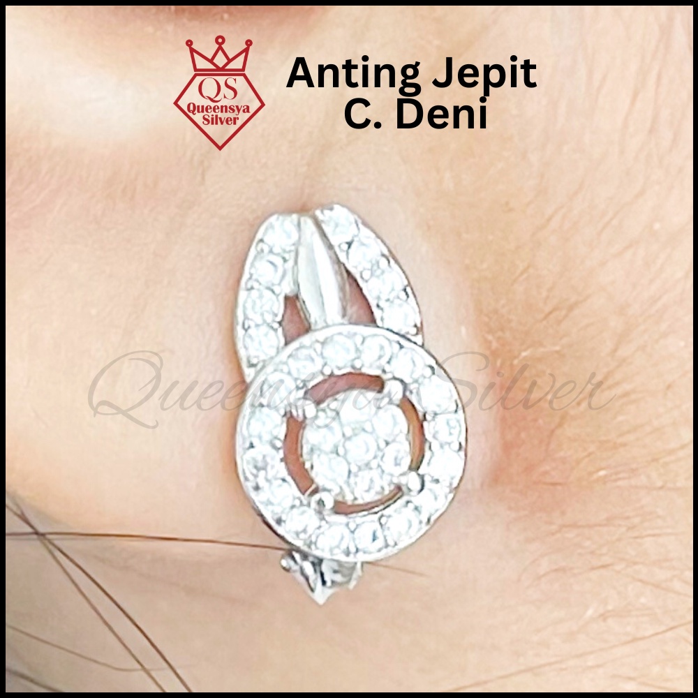Anting Perak | Anting Jepit Perak Lapis Emas Model Bulat Queensya Silver