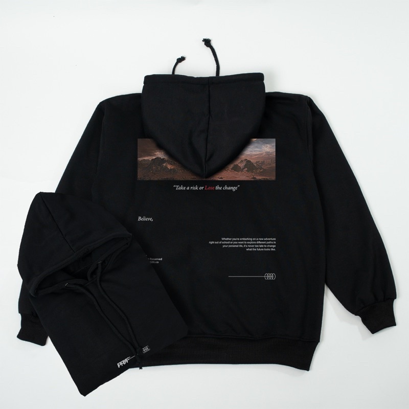 Sweater Hoodie Hitam Changed Pria Wanita Distro Kekinian