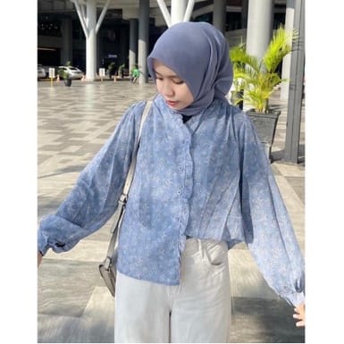 BEFAST - ZEC OOTD KEMEJA SHENA / Chaera Korean Blouse / Fashion Kekinian Remaja ABG / Kemeja Wanita Keluaran Terbaru / Hem Lengan Panjang / Pakaian Casual Wanita Kerja / Outfit Ala Korean Style Wanita / Kemeja Motif Bunga