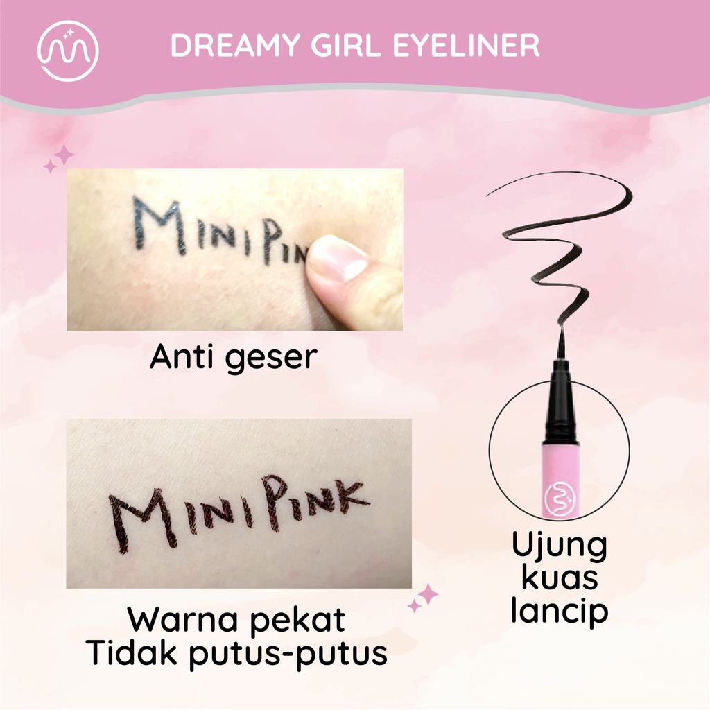 KACHI - MINIPINK Liquid Eyeliner Pensil Tahan Air Hitam Halus Dan Anti Noda MP006