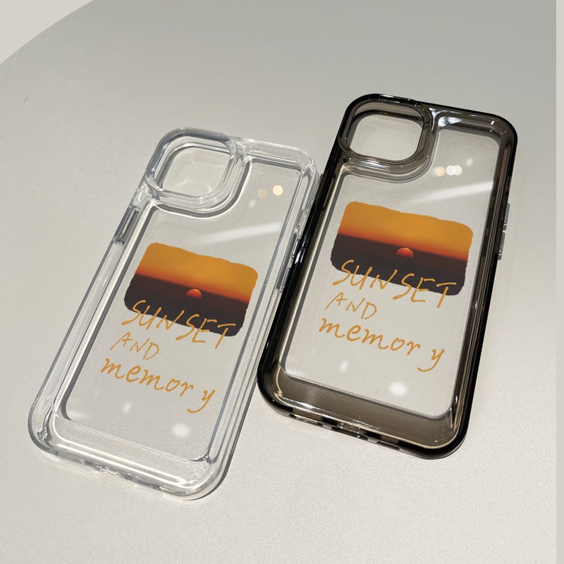 IPHONE Sunset Memory Shockproof Soft Phone Case Kompatibel Untuk Iphone14 11 13 12 Pro XS Max Casing X XR 78 6 6S Plus Cover TPU Transparan