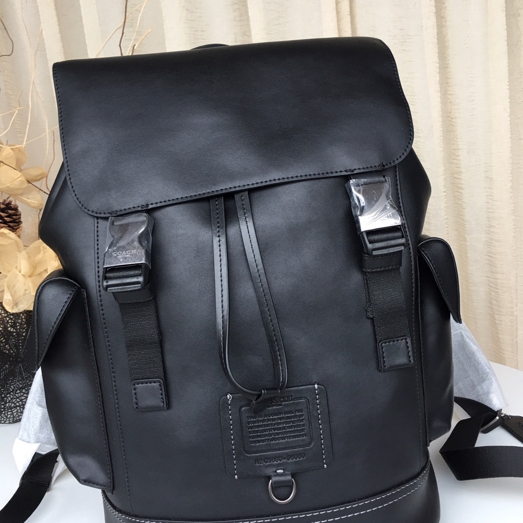 [Instant/Same Day] coach 36080  new men's double zipper backpack computer bag schoolbag beibao