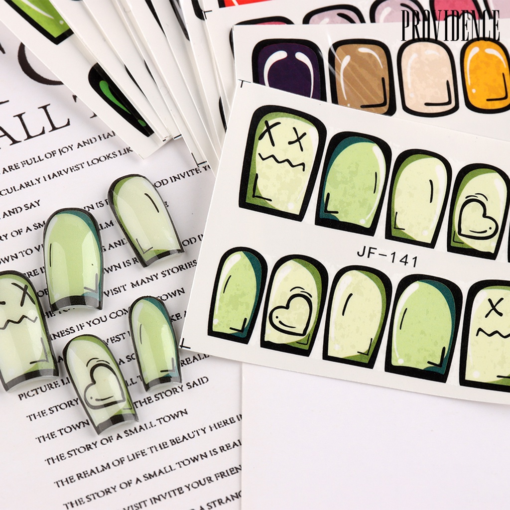 Providence Nail Art Slider Perekat Diri Tidak Luntur Mudah Tempel Efek 3D DIY Yang Dapat Dilepas Cakupan Penuh Gaya Graffiti Kartun Nail Art Stiker Perlengkapan Kuku
