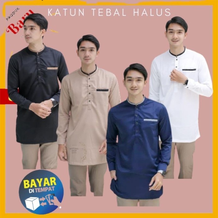 BAJU KOKO KEMEJA MUSLIM PRIA PAKISTAN HADROH ORIGINAL - Semua Warna, M