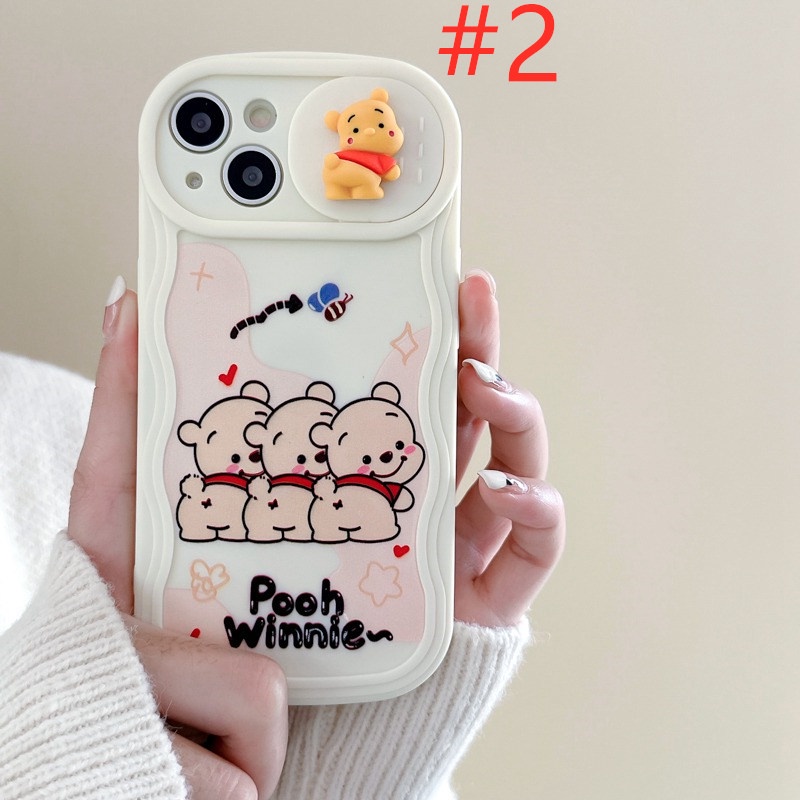 Lovely Pochacco &amp; Bear Doll Push The Window Cover Soft Case iP iPhone 11 12 13 14 Pro Max + Plus Wavy Casing Apple