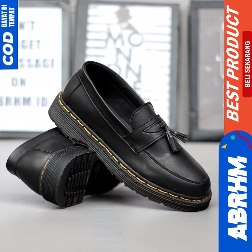 Sepatu Formal Pantofel Docmart Low Boots Kerja Pria Hitam Abrhm HUGO