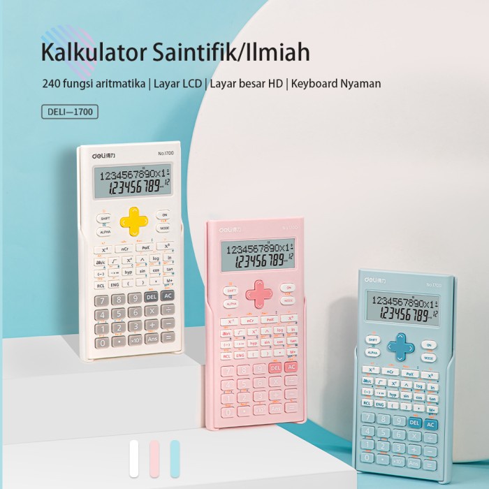 

KOMPLIT Deli Scientific Calculator/ Kalkulator Ilmiah 12 Digit