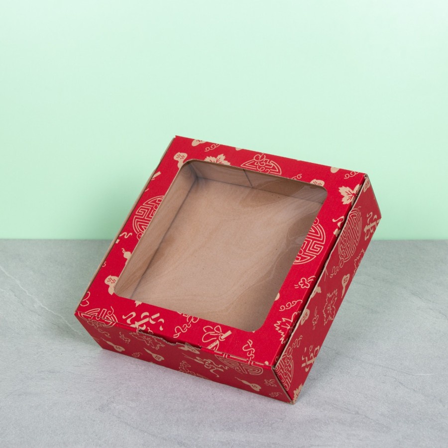 

10 pcs box tutup mika packaging kue lapis ukuran 22x22x7cm dus kue imlek kardus die cut kemasan kue lapis legit