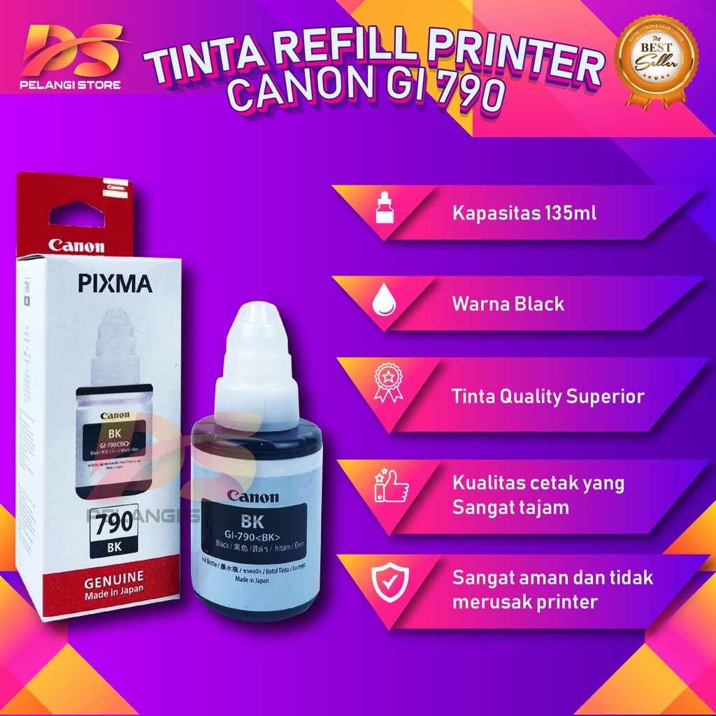 Tinta Canon Gi 790 Black Tinta Printer G1000 G2000 G3000 G4000 G1010 G2010 G3010