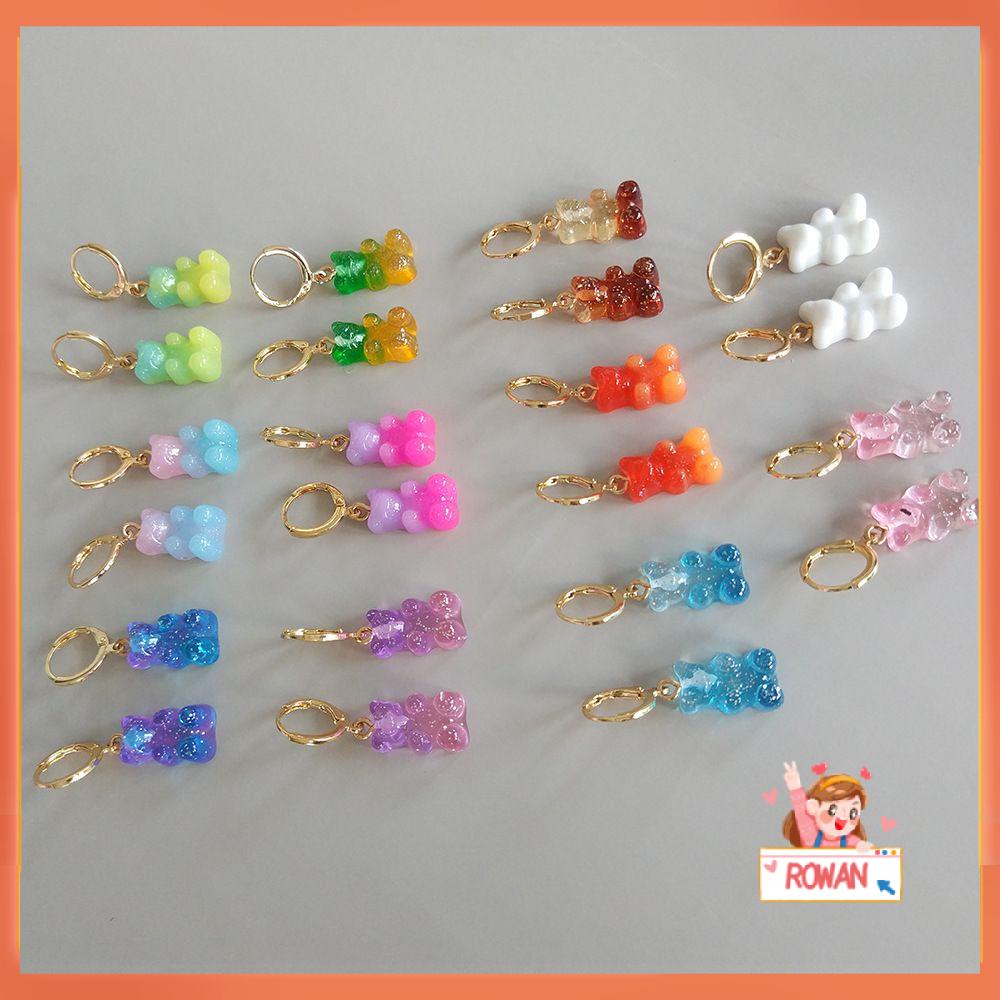 R-flower Bear Earring Wanita Fashion Charms Jelly Bear Candy Ear Stud Menjuntai Anting