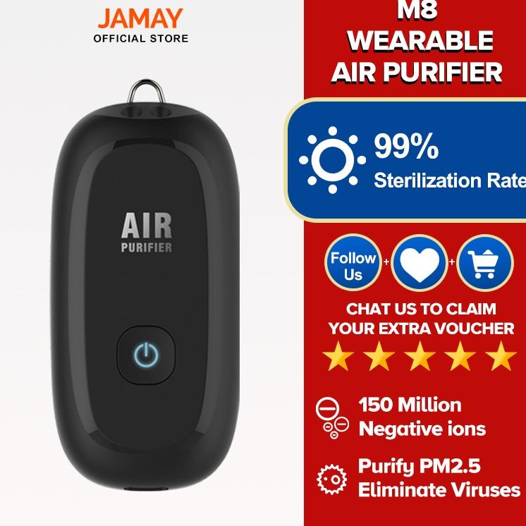 Terbaik.. JAMAY M8 Air Purifier Personal Ionizer Portable Purifier Kalung Necklace Ion Negatif