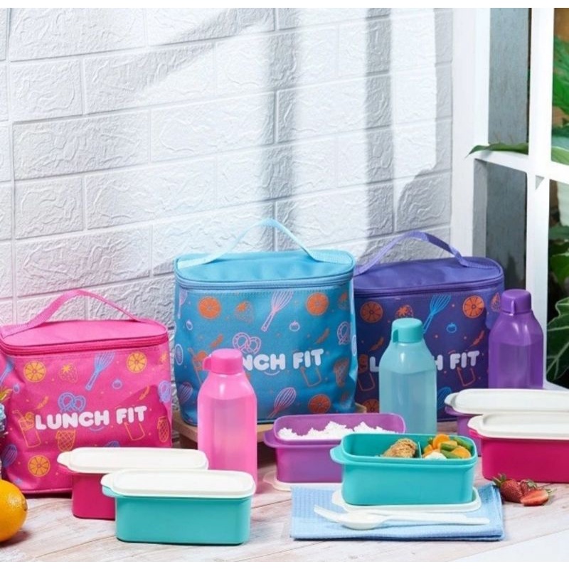 Set Tempat Makan / Tas Bekal Kotak Bekal Lucu Lunch Fit