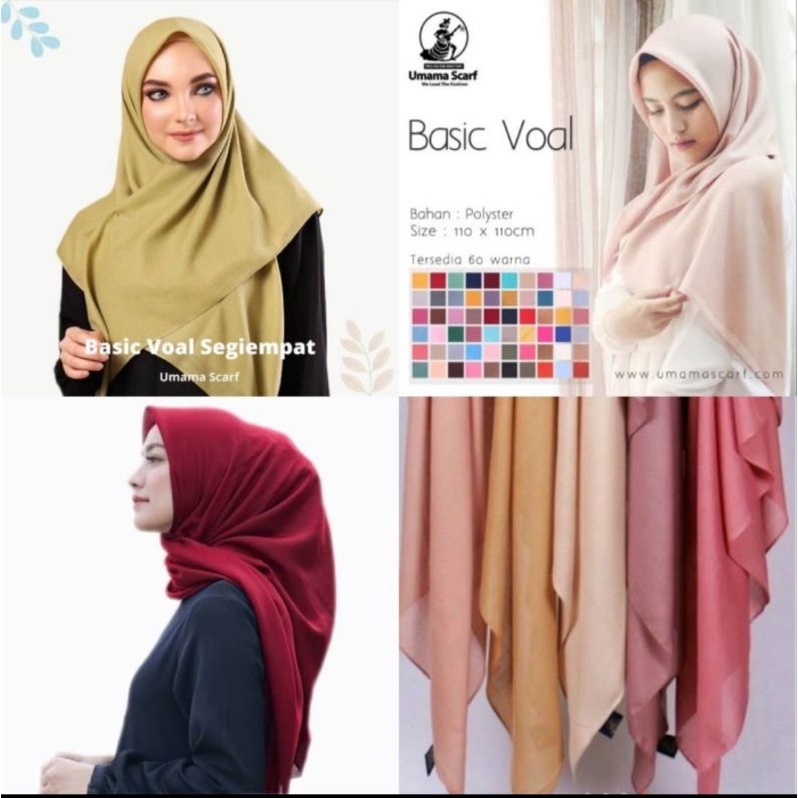 Kerudung Umama Segi Empat Polos Basic Voal Umama Jilbab Hijab