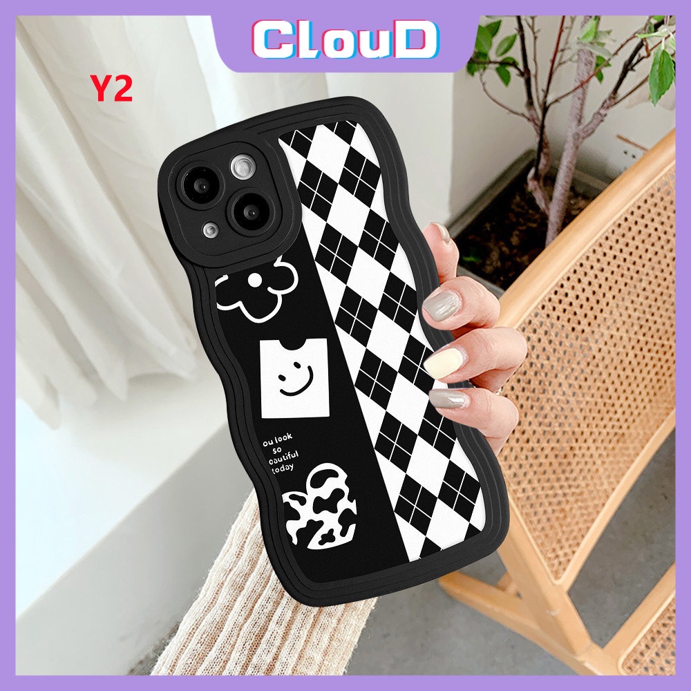 Kisi Wavy Edge Soft Case Realme C33 C15 C12 C30 C17 C25 C25Y C35 C21Y C3 C11 10 9i 8 8Pro C25s C20 C20A 5 7i 5i 9 9Pro+8i 6i 7sarung Grid Berlian Monster Kartun Lucu