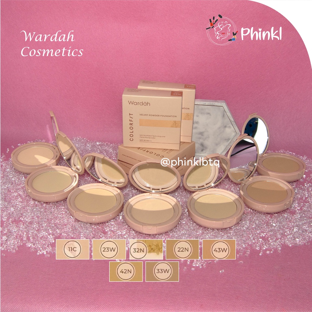 `ღ´ PHINKL `ღ´ ᘺᗩᖇᕲᗩᕼ Wardah Colorfit Velvet powder Foundation bedak padat