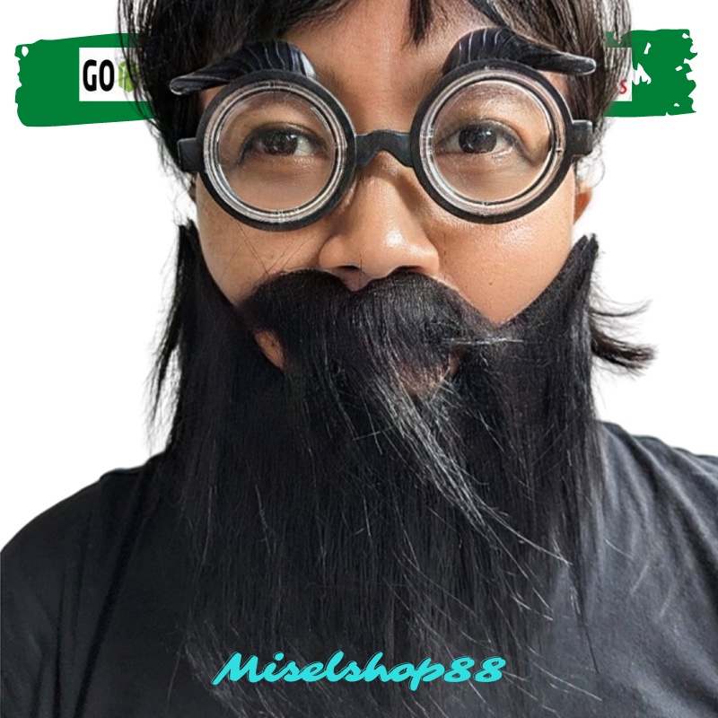 Jenggot palsu dengan kacamata nerd janggut fake beard